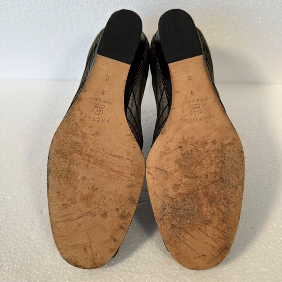 Prevata Mesh Womens 9 Shoes Black Gold Slip On Made in Italy 1-1/4 Platform Heel - Picture 10 of 11